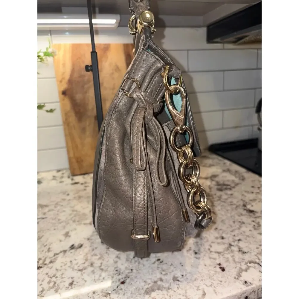 Coach 17781 Grey Chelsea Flagship Dowel Shoulder Bag Pebbled Leather Satchel